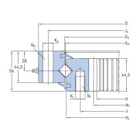 Medium size crossed cylindrical roller slewing bearings with an internal gear